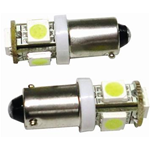 Led 12 volt H6 BA9S 5 smd bianchi piedi storti