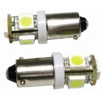 Led 12 volt H6 BA9S 5 smd bianchi piedi storti