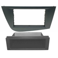 Mascherina autoradio 2 iso Seat Leon 2005 guida a dx grigia con cassettino