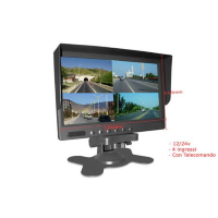 Monitor professionale 12/24 volt  9'', 4 ingressi  con connettori a vite