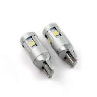 Coppia Led 12/24 volt T10, W5W, TUTTO VETRO 5 led bianchi 6000K