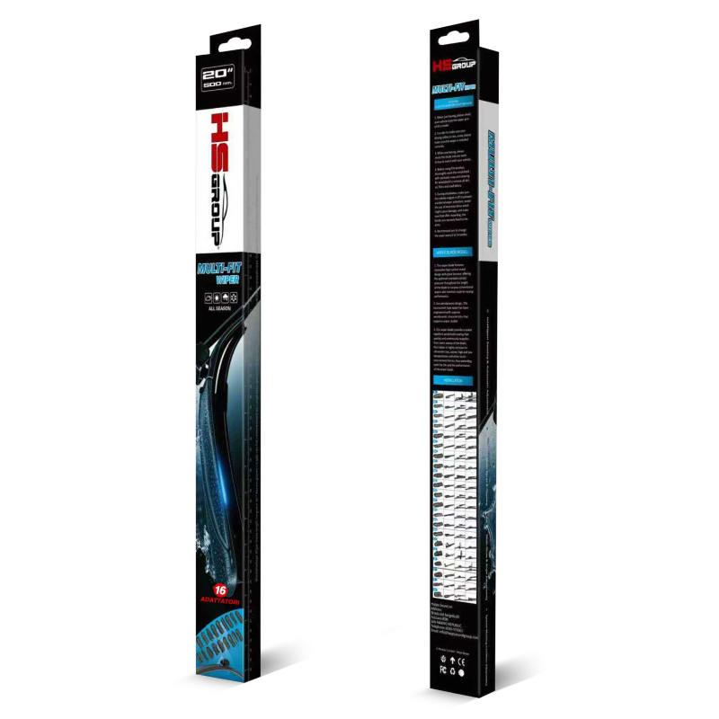SPAZZOLA TERGICRISTALLO ANTERIORE 700MM 28'' COMPLETA DI 16 ADATTATORI