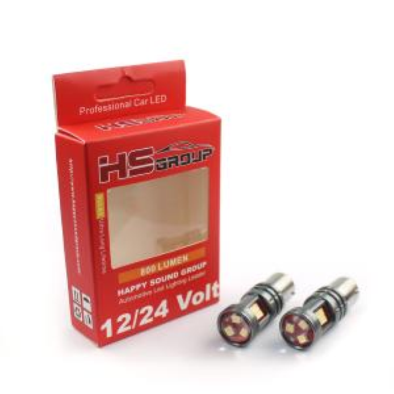 Coppia lampade a led 12/24 volt BA15S-1156- P21W singolo filamento alta luminosità 800 lumen 6000k