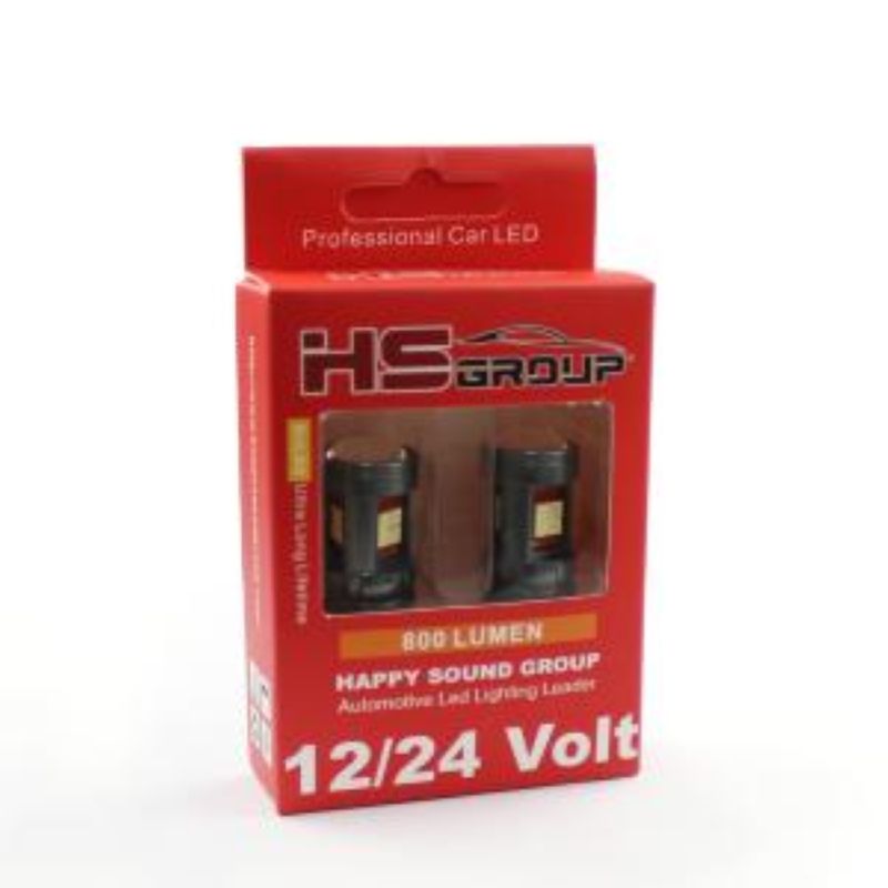Coppia lampade a led 12/24 volt BA15S-1156- P21W singolo filamento alta luminosità 800 lumen 6000k