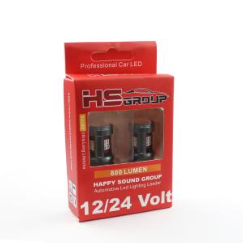 Coppia lampade a led 12/24 volt BA15S-1156- P21W singolo filamento alta luminosità 800 lumen 6000k LUCE ARANCIO
