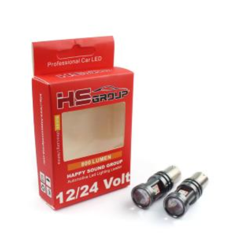 Coppia lampade a led 12/24 volt BA15S-1156- P21W singolo filamento alta luminosità 800 lumen 6000k LUCE ARANCIO