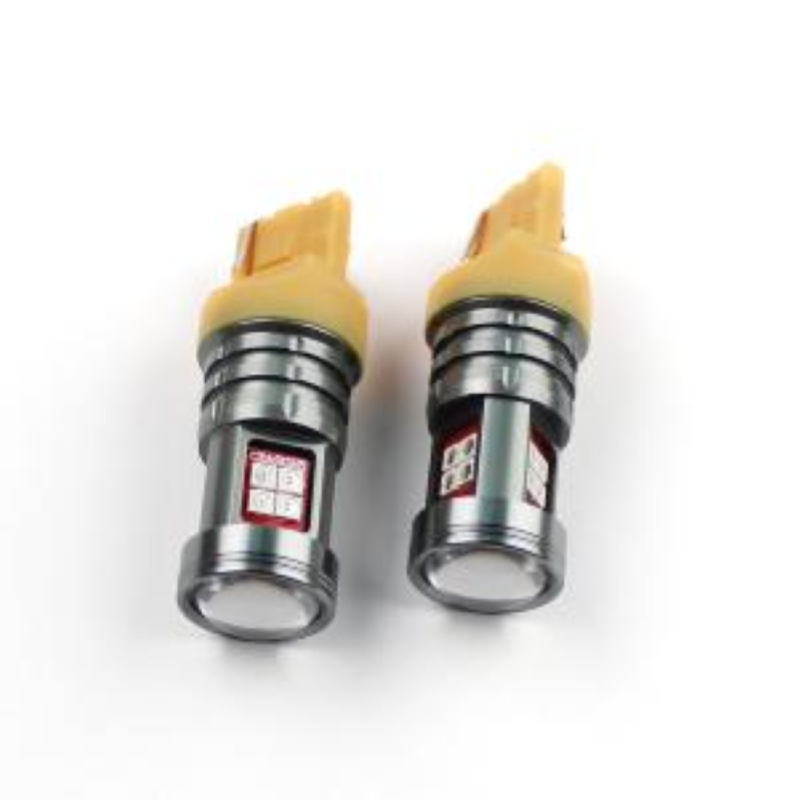 Coppia lampade a led 12/24 volt T20-7440- W21W alta luminosità 800 lumen 6000k LUCE ARANCIO
