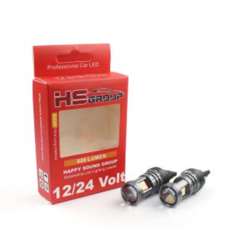 Coppia lampade a led 12/24 volt T20-7440- W21W singolo filamento alta luminosità 800 lumen 6000k