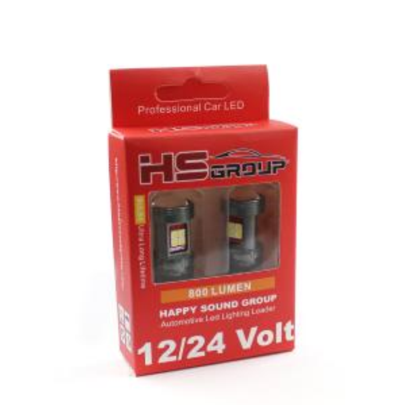 Coppia lampade a led 12/24 volt T20-7440- W21W singolo filamento alta luminosità 800 lumen 6000k