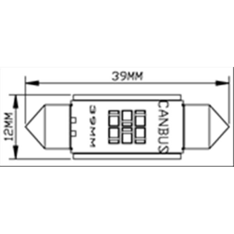 Coppia lampade a led CAN BUS NO ERROR 12 volt siluro 39MM 6 led alta luminosità 6000k