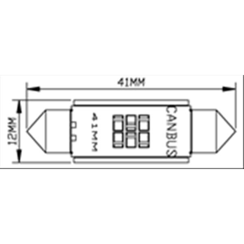 Coppia lampade a led CAN BUS NO ERROR 12 volt siluro 41MM 6 led alta luminosità 6000k