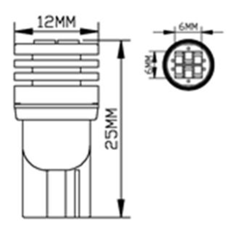 Coppia lampade a led CAN BUS NO ERROR 12 volt T10 (W5W) 6 led alta luminosità 6000k