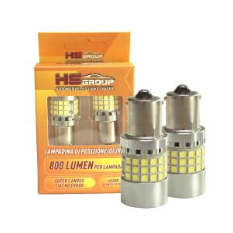 Coppia lampade a led SUPER CAN BUS NO ERROR 21WATT REALI 12 volt BA15S -1156- P21W alta luminosità 6000k
