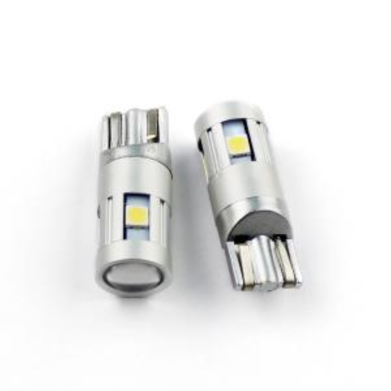Coppia Led 12/24 volt T10, W5W, TUTTO VETRO 5 led bianchi 6000K