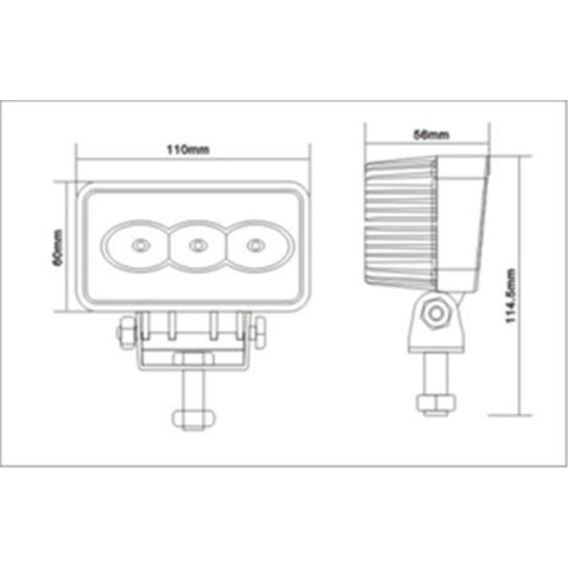 FARO DA LAVORO RETTANGOLARE ALTA LUMINOSITA', (1.000 lumen) 12/24 VOLT 3 LED DA 3 WATT