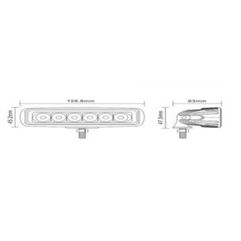 FARO DA LAVORO RETTANGOLARE ALTA LUMINOSITA', (1.500 lumen) 12/24 VOLT 6 LED DA 3 WATT