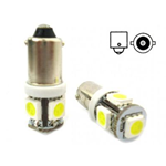 Led 12 volt T4 BA9D 5 smd bianchi piedi dritti